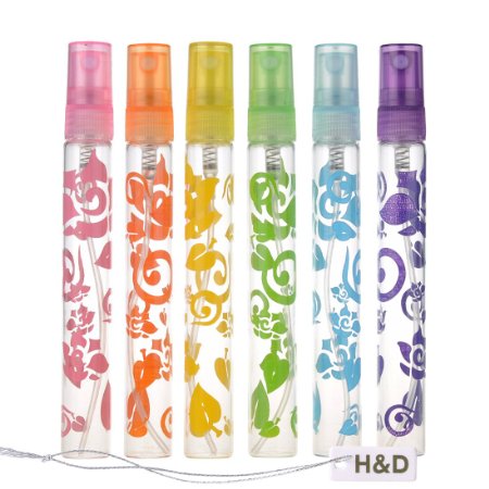 H&D 6pcs Glass Tube Mpty Perfume Bottle perfect for Travelling or Gifts (multicolor)