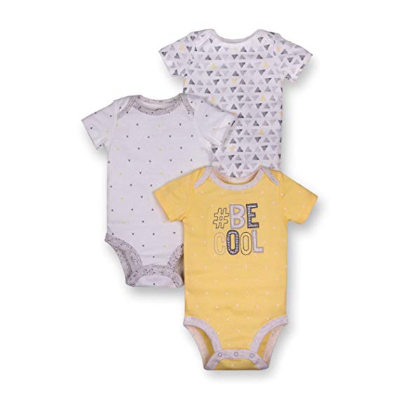 Lamaze Baby Boys Organic 3 Pack Shortsleeve Bodysuits