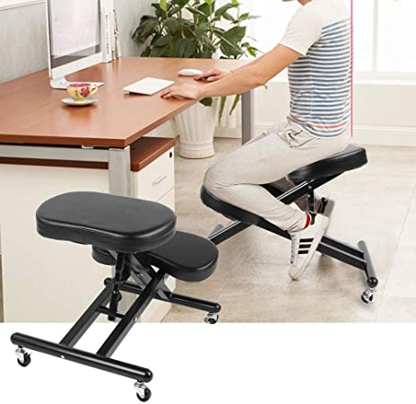 HURRISE Posture Correction Kneel Stool, Height Adjustable Posture Correction Chair Orthopedic Spine Support Pain Relief Kneeling Chair for Home, Office, Working