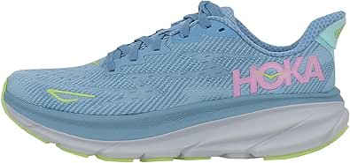 HOKA ONE ONE Women's Clifton 9 Sneakers, 10, Airy Blue Ice Water