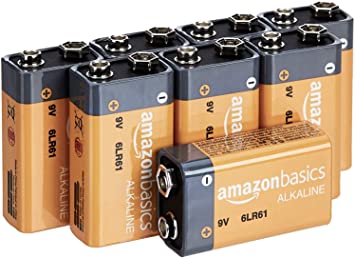 AmazonBasics 9 Volt Everyday Alkaline Batteries - Pack of 8