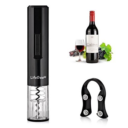 Electric Wine Bottle Opener, Kungix Cordless Corkscrew with Foil Cutter, Battery Powered