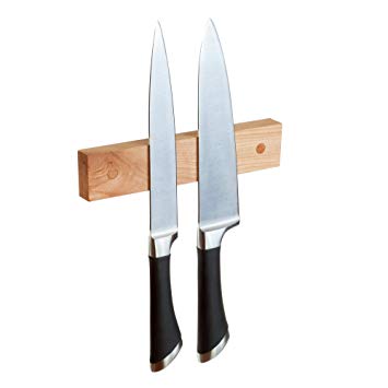 Powerful Magnetic Knife Strip, Solid Wall Mount Wooden Knife Rack, Bar. Unique gift Made in USA (Cherry, 8")