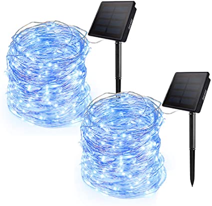 Guirnalda Luces Solar Exterior (Paquete de 2), Ankway Cadena de Luces 22 Metros 200 LED 8 Modos de Luz Impermeable, Decoración para Navidad, Fiestas, Bodas, Patio, Jardines, Festivales (Azul)