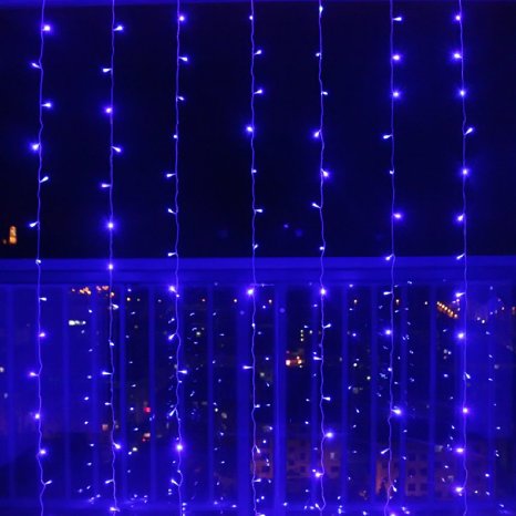 Ucharge Curtain Light 304led 98ft98ft Christmas Festival Curtain String Fairy Led Lights for Wedding Party Window Home Decorative - Blue