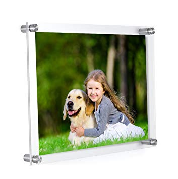 MeetU Acrylic 8.5 x 11 Frame -Inner 8x10 Picture Frame -Wall Mount Photo Frame Use As Family Picture Frame, Baby Photo Frame, Document Frame, Art Frames -Create Supper Clear Floating Look