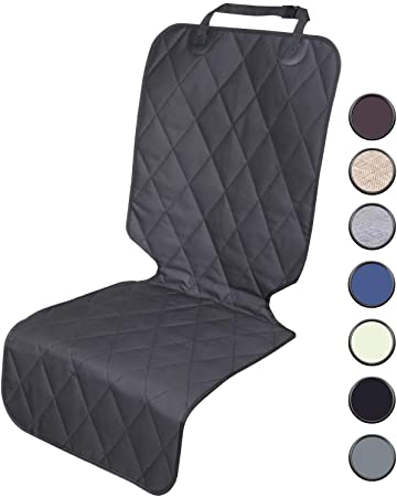 VIVAGLORY Universal Seat Covers with No-Skirt Design, 4 Layers Quilted & Durable 600 Denier Oxford Front Car Seat Cover with Anti-Slip Backing for Most Cars, SUVs & MPVs, Black,L
