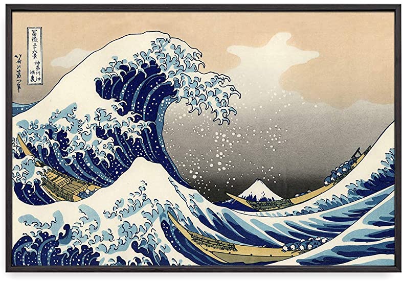DECORARTS - The Great Wave Off Kanagawa, Katsushika Hokusai Reproductions. Giclees Print with Matching Float Frame for Wall Decor. Finished Size: 32x22