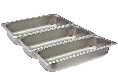 Tiger Chef Third Size Stainless Steel Steam Table Water Pan, Food Pan For Food Warmer Buffet Server for Parties, Restaurants, Catering Supplies (3, Third Size)