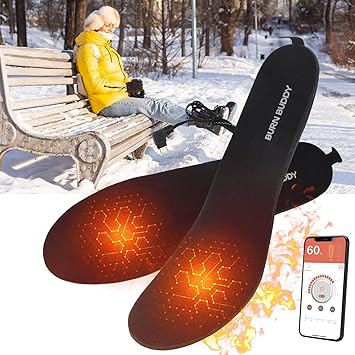 Heated Insoles with Remote Control Electric Foot Warmer for Men 5000mAH Battery Rechargeable Toe Warmers Women Electric Shoes Heating Insole for Boots Outdoor Hunting Hiking Fishing Skiing Camping, L