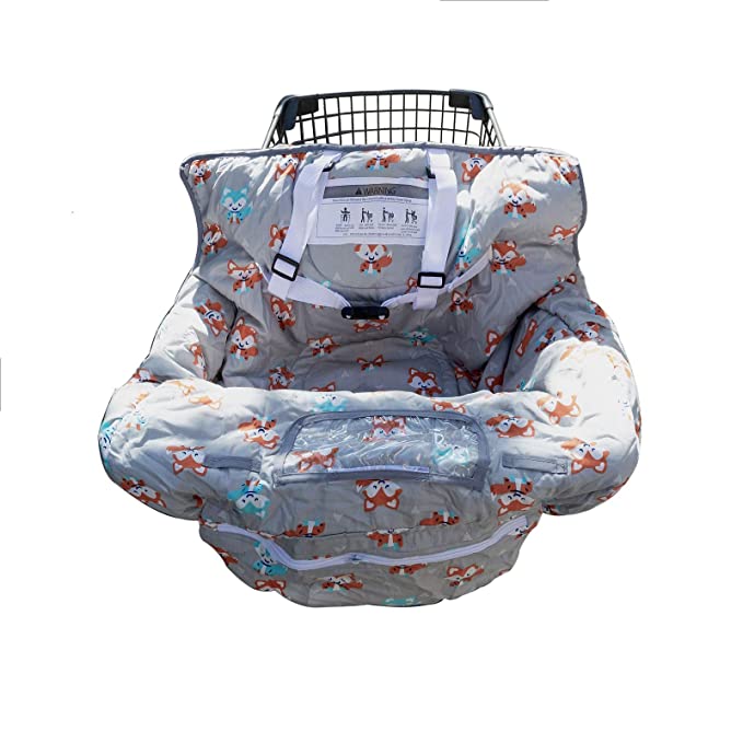 Shopping Cart Cover for Baby or Toddler | 2-in-1 High Chair Cover | Compact Universal Fit | Unisex for Boy or Girl | Includes Carry Bag | Machine Washable | Fits Restaurant Highchair