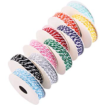 Sumind 20 Yards Colorful Natural Cotton Twine Gift Twines for DIY Crafts Making Decoration, 10 Pieces