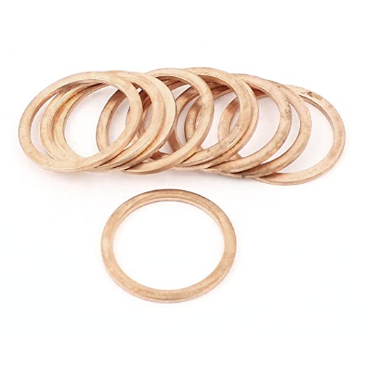 uxcell 10Pcs 24mmx30mmx1.5mm Copper Washer Flat Seal Gasket Replacement