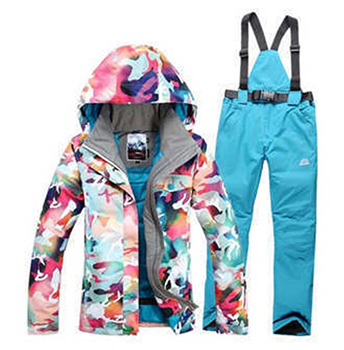 HOTIAN Women's High Windproof Technology Colorfull Printed Ski Jacket Wear