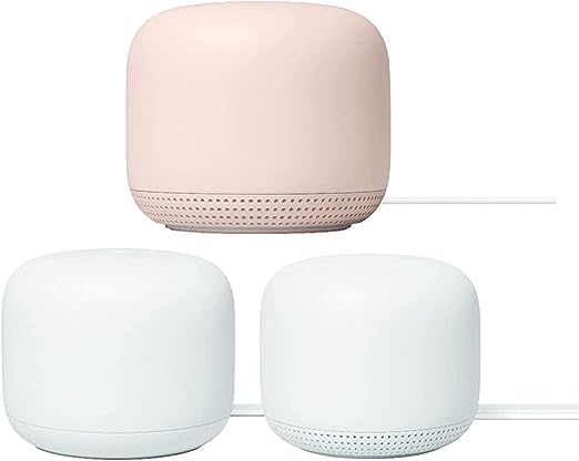 Google Nest WiFi - AC2200 (2nd Generation) Router and Add On Access Point Mesh Wi-Fi System Bundles (3-Pack, Sand)