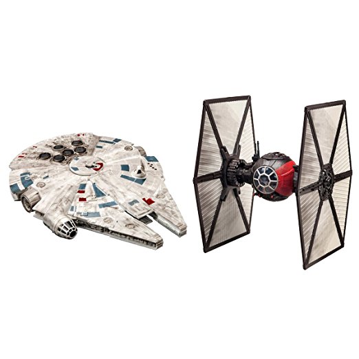 Star Wars Battle Pack Model Kit with 15 piece First Order Special Forces TIE Fighter and 19 piece Millennium Falcon