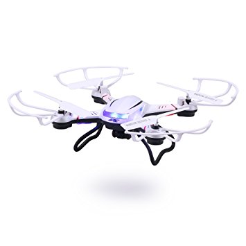 Floureon JJRC H12C 2.4G 4CH 6-Axis Gyro Strong Power LED Lights CF Mode Automatic Return RTF RC Quadcopter with HD 1080P 2.0MP Camera and Free Props White