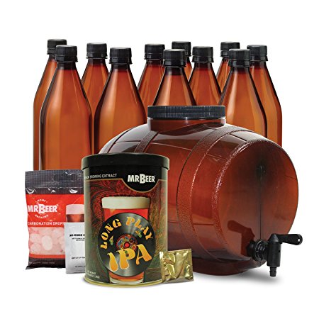 Mr. Beer IPA Edition 2 Gallon Homebrewing Craft Beer Making Kit with All Grain Extract Beer Refill and Convenient 2 Gallon Fermenter