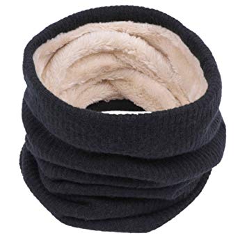 Oryer Infinity Scarf Winter Double-Layer Neck Warm Knit Fleece Lined Circle Loop Scarves