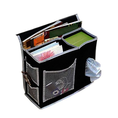 Dadoudou® 6 Pocket Bedside Storage Mattress Book Tv Remote Caddy Organizer Magazine(Black)