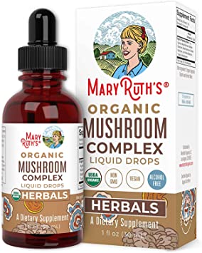 USDA Organic Mushroom Complex by MaryRuth's | Herbal Liquid Drops | Immune Support, Cognitive Function, Stress Relief, Overall Wellness | Non-GMO, Vegan, Alcohol Free Tincture | 1 oz, 30 Servings