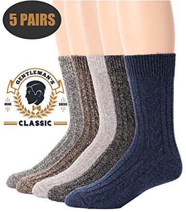 Mens Wool Socks Warm Knit Comfort Cotton Work Duty Boot Winter Socks For Cold Weather 5 Pack