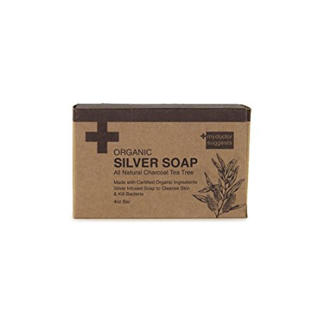 Organic Silver Soap - Renewing Natural Charcoal Tea Tree 4oz Bar