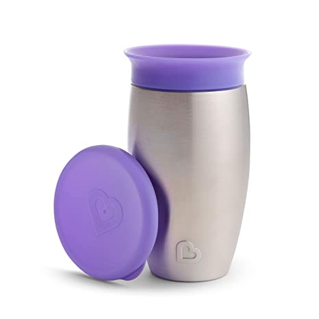 Munchkin Miracle Stainless Steel 360 Sippy Cup, Purple, 10 Ounce