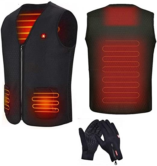Freefa Heated Jackets 5 Heating Zones Unisex Vest USB Powered with Touchscreen Glove