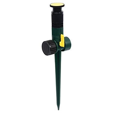 Melnor Multi Adjustable Lawn Sprinkler on a Spike with Integrated Flow-Control, Waters Up to 30 ft. Diameter, Adjustable Spray Angle,Direction and Length