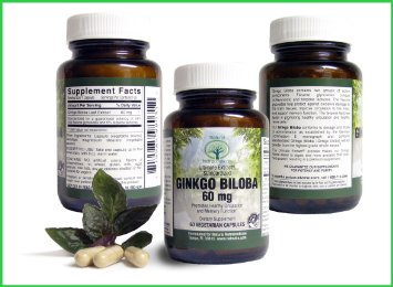 Natural Nutra - Premium Ginkgo Biloba - Sourced From Highest Quality All Natural Ginkgo Biloba Leaf Extract - Brain Memory and Cognitive Booster - Healthy Circulation - Gluten Free - Vegan - Vegetarian - 60 Capsules - 60 mg