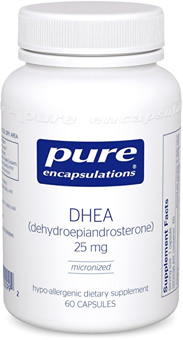 Pure Encapsulations - DHEA (Dehydroepiandrosterone) 25 mg - Micronized Hypoallergenic Supplement - 60 Capsules
