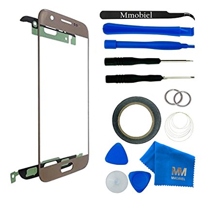 MMOBIEL Front Glass for Samsung Galaxy S7 G930 (Gold) Display Touchscreen replacement kit 12 pcs incl tools /precut Sticker / Tweezers / cloth / suction cup / wire