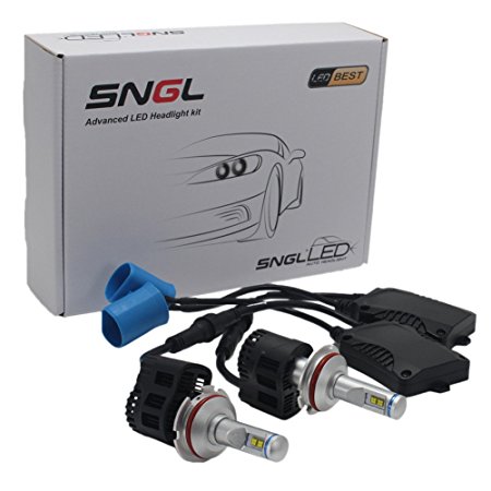 SNGL Super Bright LED Headlight Bulbs - Adjustable Focus Length Conversion Kit - 9004 (HB1) - 110w 10,400Lm 6000K Cool White - 2 Yr Warranty