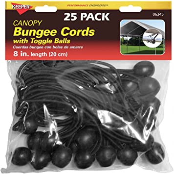Keeper 06345 8" Canopy Bungee Cord, 25 Pieces