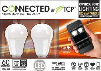 TCP Connected Smart LED Light Bulb Starter Kit - Gateway plus 2 wireless A19 Soft White 2700K LED Light Bulbs