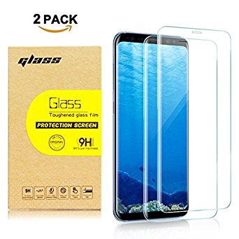 Galaxy S8 Glass Screen Protector,DEEPCOMP[2Pack] Highest Quality Premium Tempered Glass Anti-Scratch,3D Curved,100% Touch Sensitivity,HD Clear,Scratch Resistant,Bubble Free,S8(transparent)