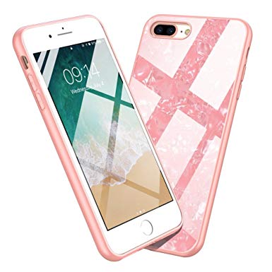 Miracase iPhone 8 Plus Case, iPhone 7 Plus Case for Girls, Cute Sparkle Shiny Seashell Hard Acrylic Back Cover Soft TPU Bumper Shockproof Protective Case for Apple iPhone 6/7/8 Plus 5.5 inch (Pink)