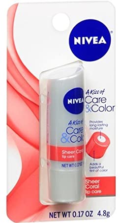 Nivea Lip Care A Kiss of Care & Color, (0.17 oz/ 4.8 g) (Sheer Coral)