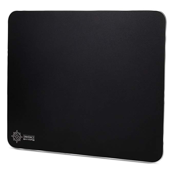 ENHANCE Aluminum Metal Gaming Mouse Pad - Hard XL Mouse Mat Surface, Non-Slip Rubber Base & High Accuracy Optimized Tracking - Brushed Metal Sleek Surface for Responsive Control - Black