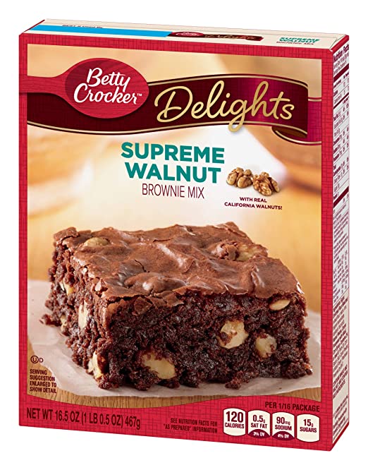 Betty Crocker Delights, Supreme Walnut Brownie Mix, 16.5 Oz Box