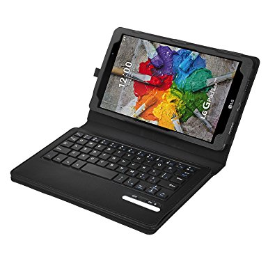 LG G Pad X 8.0 Keyboard case, KuGi ® LG G Pad X 8.0 case -High quality Ultra-thin Detachable Bluetooth Keyboard Stand Portfolio Case / Cover for LG G pad X 8.0 / LG G pad III 8.0 tablet (Black)
