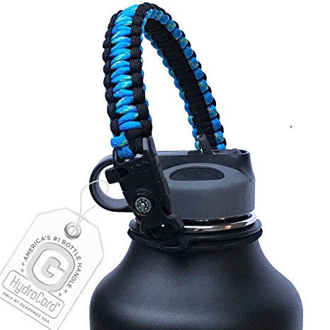 Best Hydro Flask Paracord Handle - America's #1 Original HydroCord with Safety Ring holds HydroFlasks and Nalgene Wide Mouth Water Bottles - Top Ratings, 20  Colors