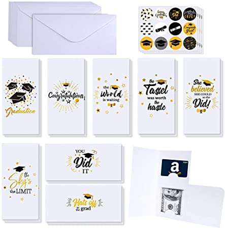 Supla 48 Set Graduation Cards Bulk Congratulations Graduate Cards Congrats Cards Money Cards Money Gift Card Holder Cards Blank with Envelopes Stickers for College High School Nursery Graduation