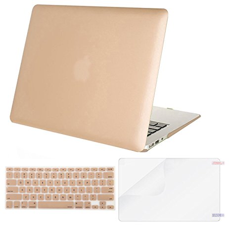 Mosiso Plastic Hard Case with Keyboard Cover with Screen Protector for MacBook Air 11 Inch (Models: A1370 and A1465), Gold