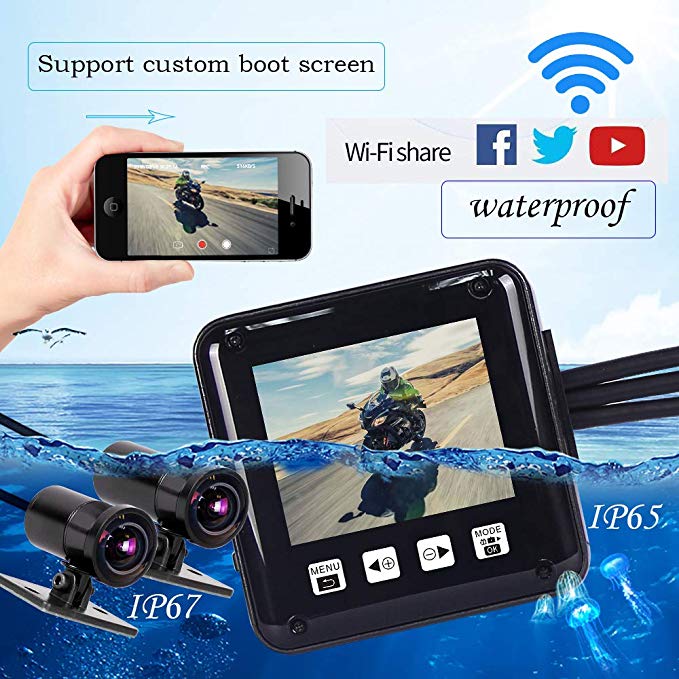 Motorcycle Camera,P6F, Waterproof,150°Super Wide-Angle Lens,Front and Rear Camera Both FHD 1080P, WiFi Support,Moto Dual Sport Camera, Sony IMX323 Chip,2.0 Inch Screen by MOTOCAM PRO