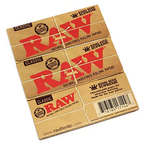 Raw Classic King Size Supreme Rolling Papers 3 Packs
