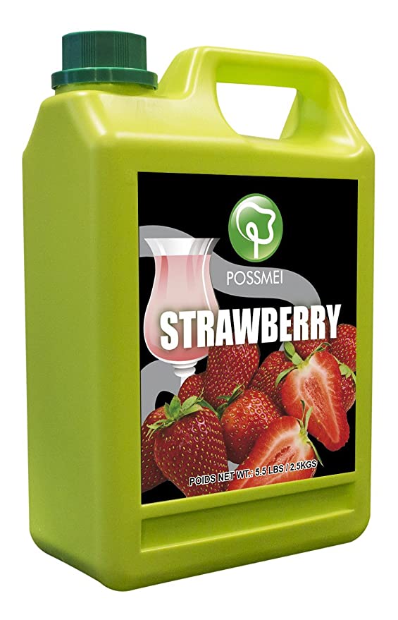 Possmei Flavored Syrup, Strawberry, 5.5 Pound