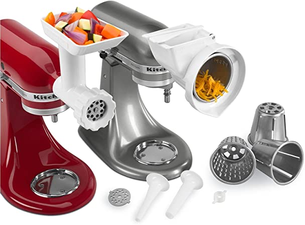 KitchenAid 80127 Stand Mixer Attachment with Food Grinder, Rotor Slicer, Shredder and Sausage Stuffer, White