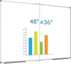 JILoffice Magnetic Foldable White Board 48 x 36 Inches, Dry Erase Whiteboard, Silver Aluminum Frame with 2 Detachable Marker Tray Wall Mounted Board for Office Home and School